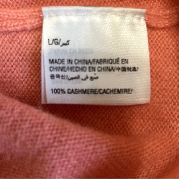 Macys Charter Club 100% Cashmere V-Neck Sweater Peach Large Soft Luxury - Picture 4 of 7